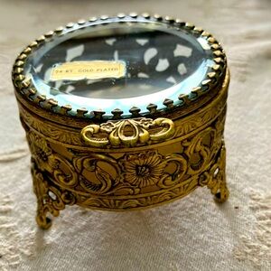 24 K Gold Plated Filigree Jewelry Casket